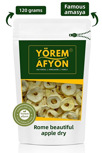 Gülçehre Yörem Opyon الشهيرة Amasya شرائح التفاح المجففة بالشمس الخالية من السكر| 120 جرام