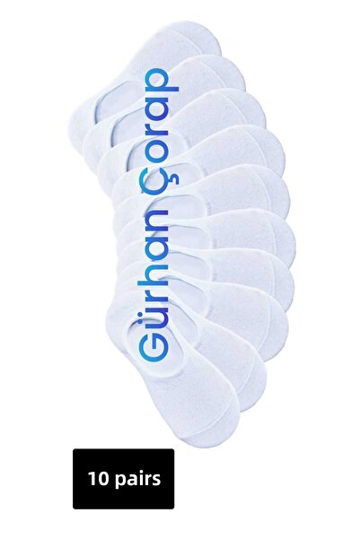 Gürhan Çorap Бели мъжки чорапи тип балерина - 10 чифта, обикновени невидими памучни чорапи