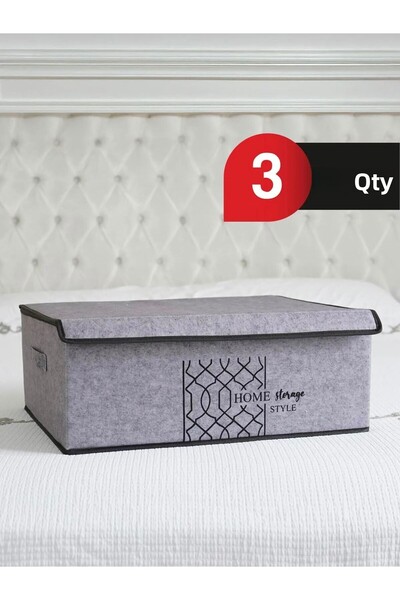 Smyak Cutie de plinte cu capac din fetru 50x40x19 Cm 3 bucati