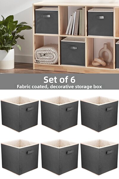 Meleni Home 6-Piece Closet Organizer, Laundry Toy Storage Box Basket Organizer 33x30x30