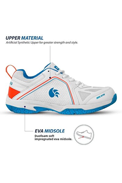 DSC Bolstr Badminton Shoes | Orange/turquoise | 7 Uk/8 Us/41 Eu | Tpu | Breathable Mesh