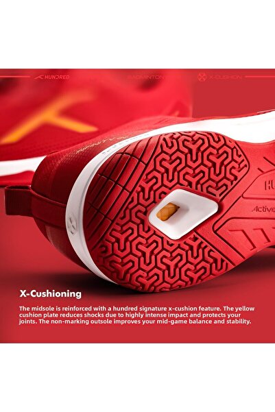 Hundred Infinity Pro Non-marking Professional Badminton Shoe For Men (RED/GOLD, EU 40/UK 6/US 7)