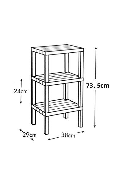 Bayev Ombeg 3 επιπέδων βιβλιοθήκη και ράφι μπάνιου Organizer Γλάστρα Μαύρο