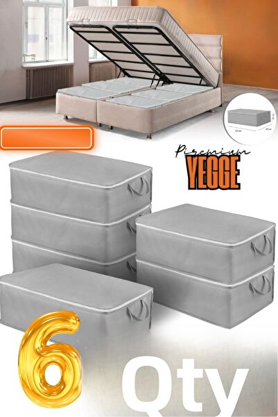 YEGGE 6 Pieces Anthracite Gray - Large Size Underbed and Sofa Bed Storage 64X45X22 cm