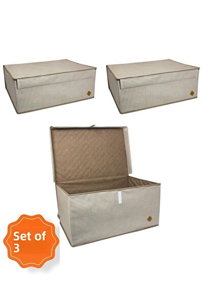 ALAS Brown 3 Pieces - Multi-Purpose Laundry-Storage-Organization Etc. Box wit...