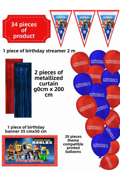 snowparty Set de ornamente pentru petrecerea de aniversare Roblox Perdeli Prdlst