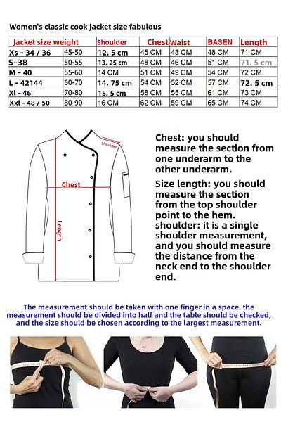 TIPTEKS Elegant Women's Cook Set - Long Sleeve, Black Chef Jacket, Double Striped Elastic Pants