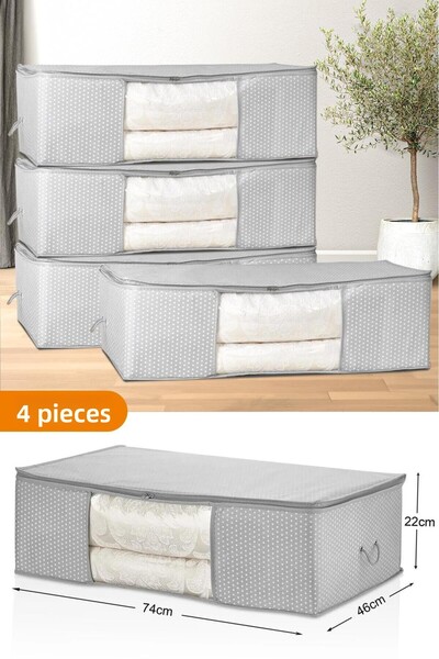 Serstil 4 Pieces - Windowed Mega Size Under Base Gray Spotted Storage 74 X 46...