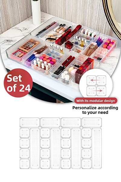 Evlinya 24-Piece Drawer Accessory Jewelry and Makeup Organizer