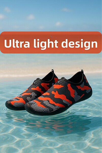 Lord Mountain Πορτοκαλί καμουφλάζ Παπούτσια θάλασσας, Παπούτσια παραλίας, Παπούτσια πισίνας, Ευέλικτο σχέδιο
