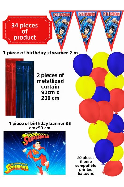 snowparty Superman Curtained Birthday Party Supplies Ornaments Set Prdlst