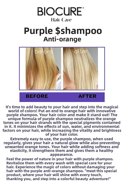 Biocure 400 ml.X 2 Pieces - Purple Orange, Yellow-Grey-Colored Opening Auburn Shampoo