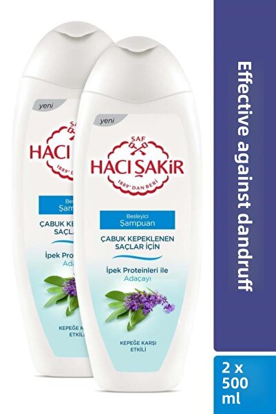 Hacı Şakir 500 مل × 2 شامبو مغذي - للشعر سريع القشرة