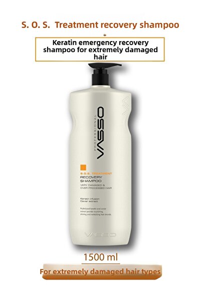 VASSO WOMEN شامبو بخلاصة الكيراتين والكافيار للشعر التالف للغاية 1500 مل