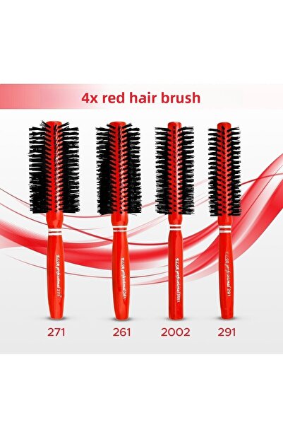 ELSA Επαγγελματικό σετ βούρτσας μαλλιών 4 τεμαχίων σειράς Red Hair Brush (Σετ...