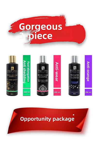 First Lima Professional 3-Piece Shampoo Care Set - Fast Growth, Anti-Spill and Anti-Frayage