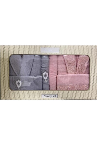 Özdilek طقم رداء حمام عائلي باللون الرمادي من Ece