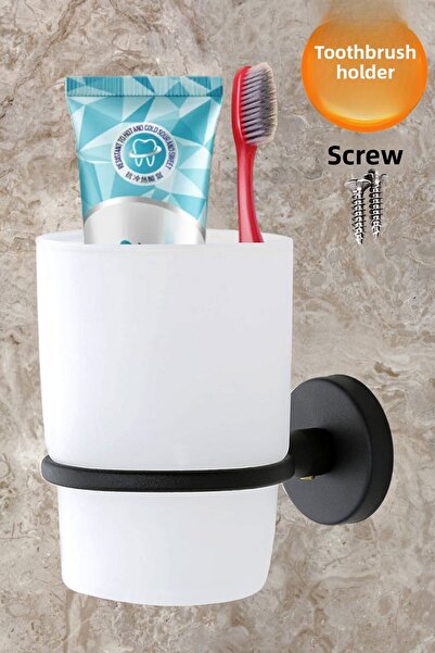 Badem10 Θήκη οδοντόβουρτσας Βιδωτή θήκη οδοντόβουρτσας μπάνιου Μαύρο