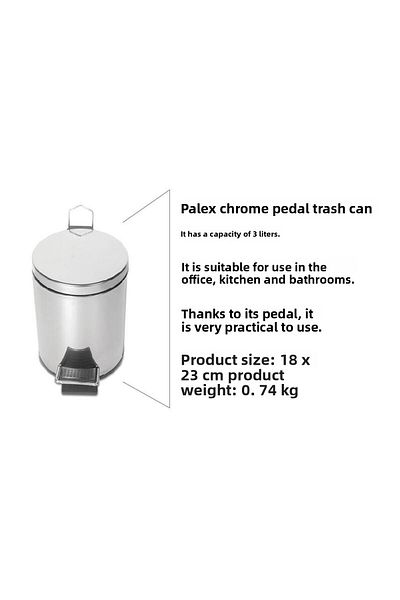 Palex Κάδος απορριμμάτων πεντάλ Chrome 3 λίτρων