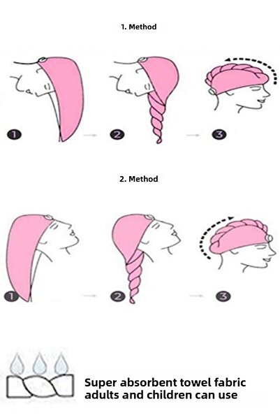 Baveno Microfiber Buttoned Hair Drying Towel Cap