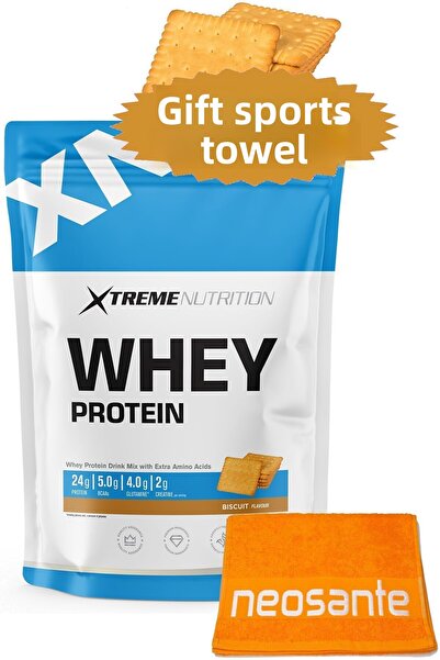Xtreme Nutrition 512g Whey Protein Powder - Biscuits - 16 Serving Bcaa+Glutamin+Creatine Towels Gift