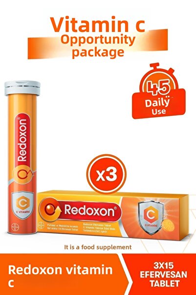 Redoxon فيتامين C 15 قرص فوار 3 حزم I 1000 ملغ مكمل غذائي يحتوي على فيتامين C
