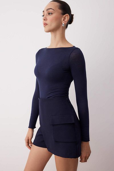 Trendyol Collection Тъмносини мини шорти с карго джоб, пола и бермуди TWOAW26SR00012
