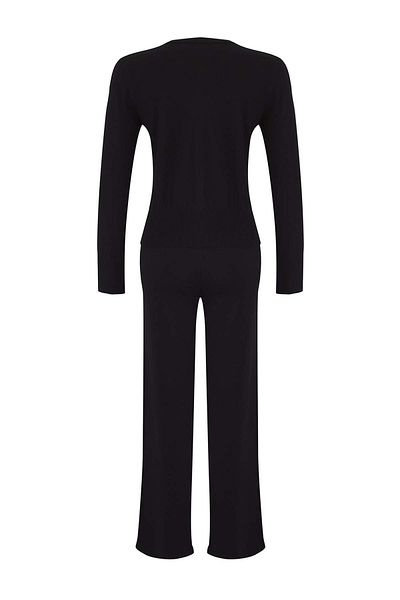 Trendyol Collection Black Mercerized Look Premium Yarn/Special Yarn Knitwear Cardigan-Pants Bottom-Top Set Twoaw26Au00003