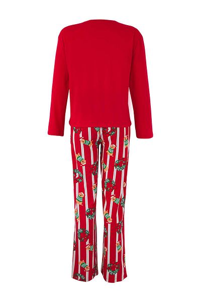 Trendyol Collection Red Top Knitted Bottom Woven Dog Printed and New Year Themed Pajama Set Thmaw26Pt00044