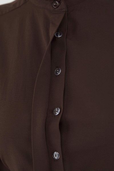 Trendyol Collection Cămașă maro ediție limitată cu detaliu cravată TWOAW26GO00047