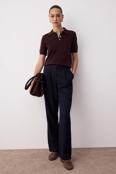 Trendyol Collection Navy Blue Straight/Straight Cut Woven Fabric Trousers Twoaw22Pl0321