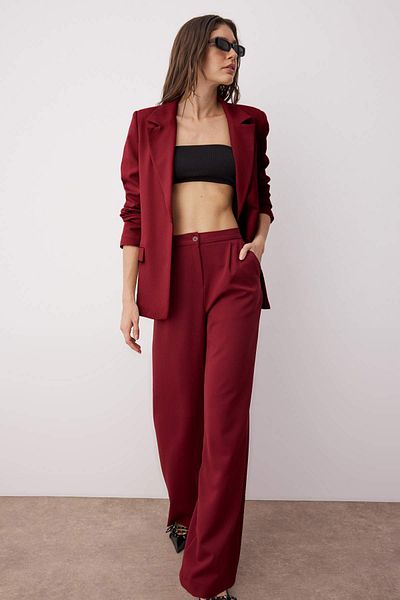 Trendyol Collection Бордові ткані штани з широкими штанинами TWOAW22PL0139