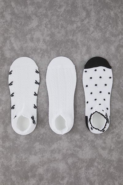 Trendyol Collection White 3 Pack Jacquard Knitted Socks with Ribbon/Bow and Polka Dots Thmaw26Co00000