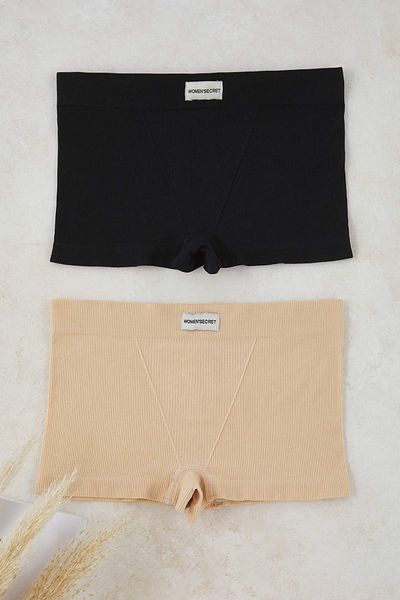 Trendyol Collection Μαύρο-δέρμα 2 τεμαχίων χωρίς ραφή/χωρίς ραφή υφαντό ετικέτα μπόξερ THMAW26KU00004