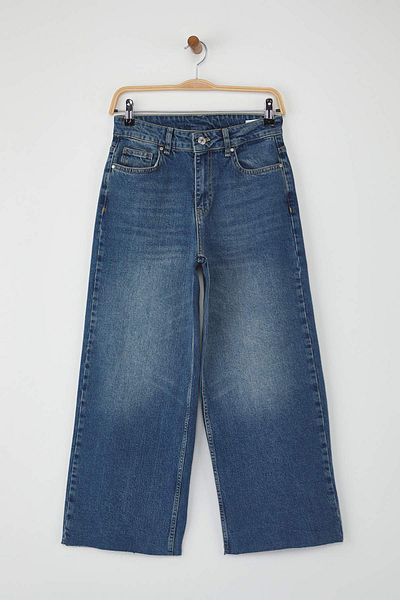 Trendyol Collection Blue Regular Waist Cut Culotte Jeans Twoaw26Je00046