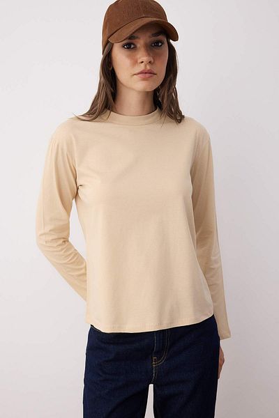 Trendyol Collection Braun-Beige 2er-Pack 100 % Baumwolle Regular Fit Langarm-Polo-T-Shirt TWOAW26TS00006