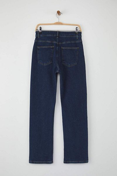 Trendyol Collection Dark Blue High Waist Comfort Stretch Straight Jeans Twoaw26Je00062