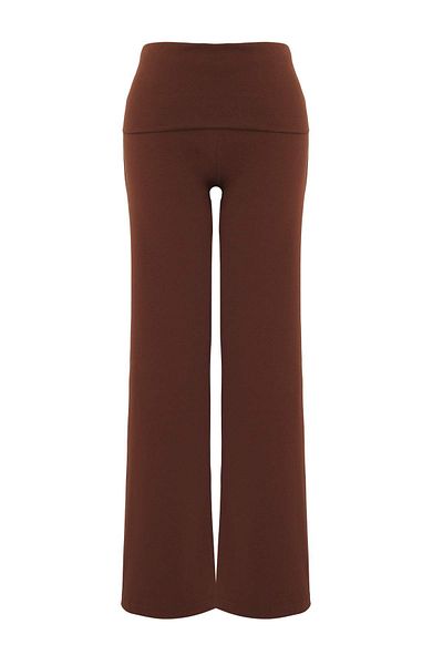 Trendyol Collection Brown Folded Waist Wideleg/Wide Leg Pants Twoaw26Pl00019