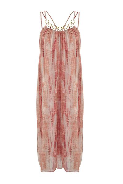 Trendyol Collection Pink Abstract Midi Woven Dress Twoss25El00908