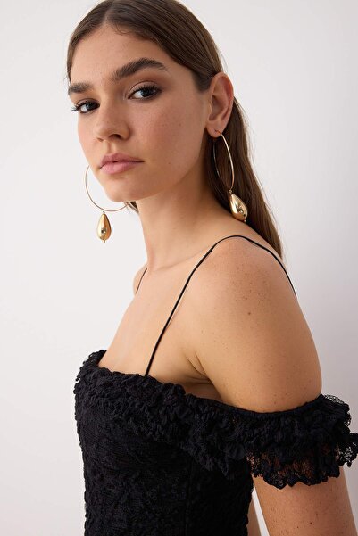 Trendyol Collection Black Bodycon Lace Mini Chic Dress Tprss25El00323