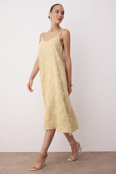 Trendyol Collection Mink Plain Midi Woven Dress Twoss25El00905