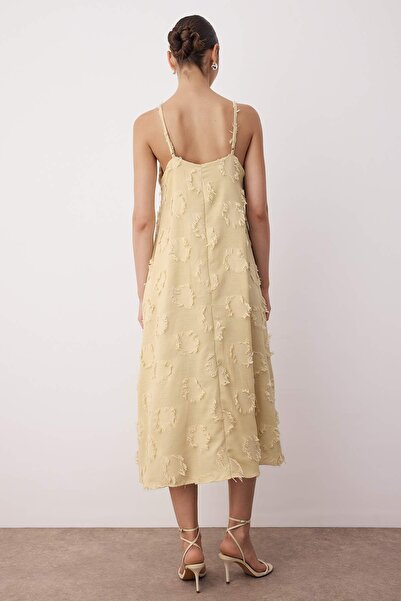 Trendyol Collection Norkové hladké midi tkané šaty TWOSS25EL00905