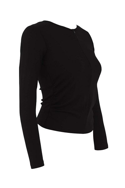 Trendyol Collection Μαύρη πλεκτή μπλούζα με φερμουάρ TWOAW26BZ00031