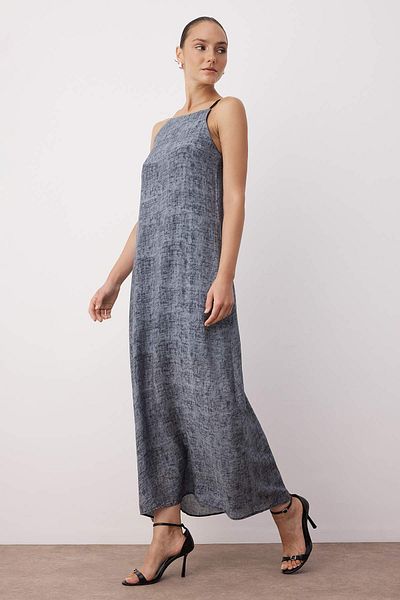 Trendyol Collection Rochie maxi țesută abstractă antracit TWOSS25EL00904