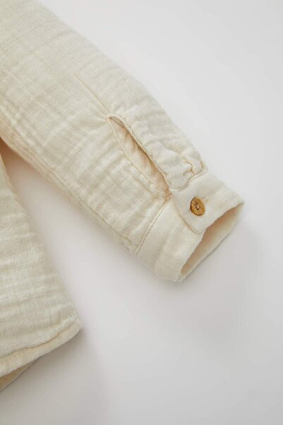 DeFacto Erkek Bebek 2'li Takım Müslin Uzun Kollu Gömlek Beli Lastikli Pantolon D3356A524WN