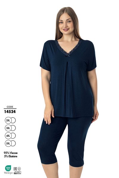 Cotpark Women's Plus Size Viscose Lycra Fabric Short Sleeve Bottom-Top Capri Suit 14524