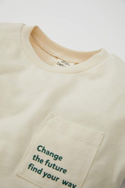 DeFacto Baby Boy Crew Neck Printed Color Block Long Sleeve School T-Shirt D2592A524Au
