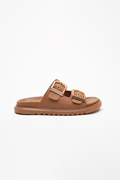 Sister in Love Loretta Gold Buckle Detailed Slippers