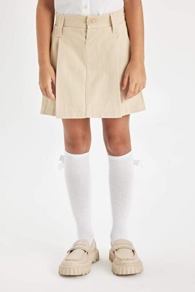 DeFacto Kız Çocuk Beli Lastikli Pileli Gabardin Etek D2916A824WN