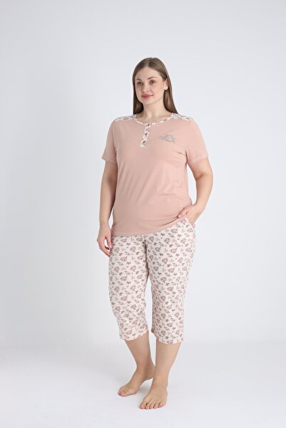 Cotpark Γυναικείο κοστούμι μεγάλου μεγέθους 100% βαμβακερό κοντομάνικο Capri 14649